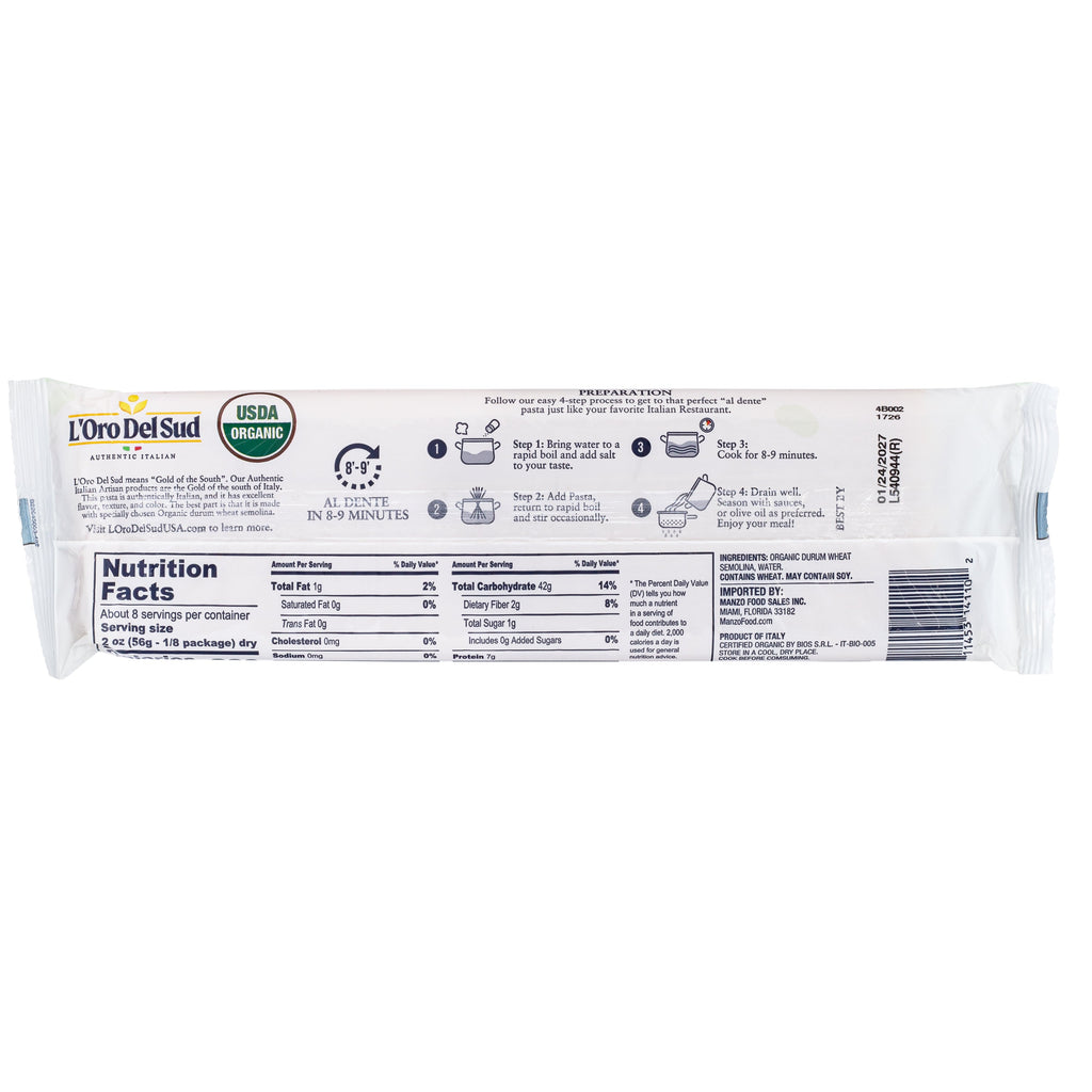 L'Oro Del Sud, Organic Spaghetti Pasta, 20 Pack x 1 lb