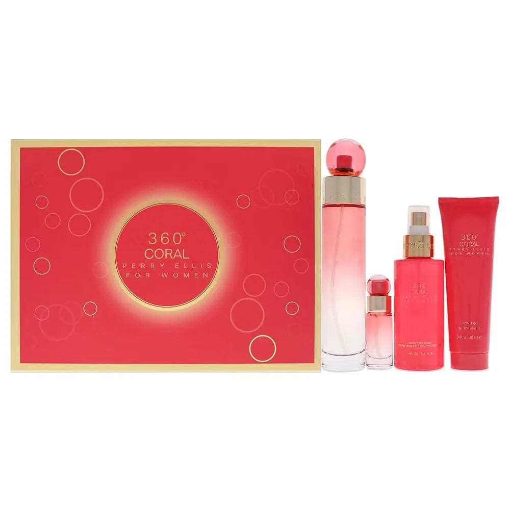 360 Coral By Perry Ellis For Women 4Pcs Set EDP Spray