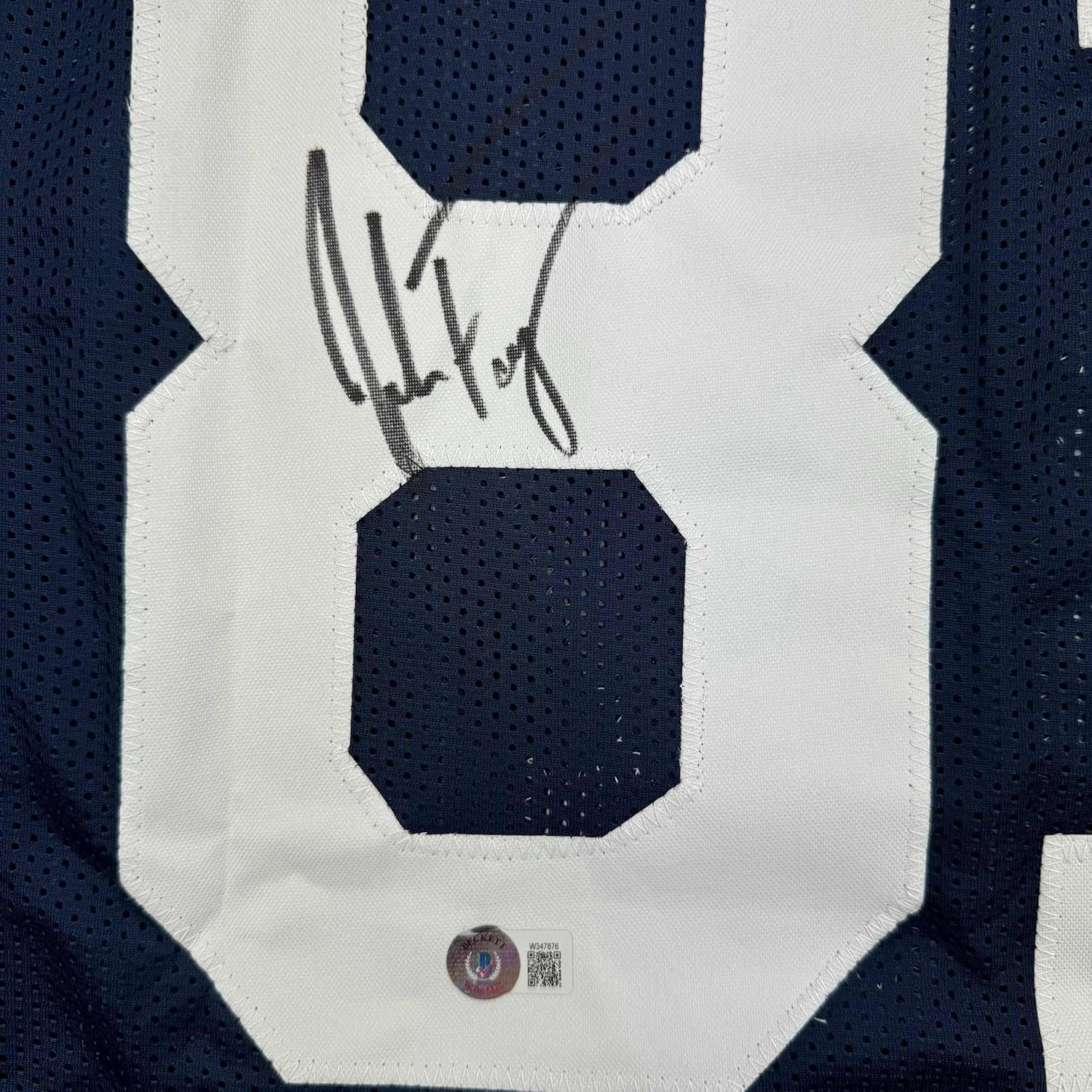 Framed Autographed/Signed Jake Ferguson 33x42 Dallas Thanksgiving Football Jersey Beckett BAS COA