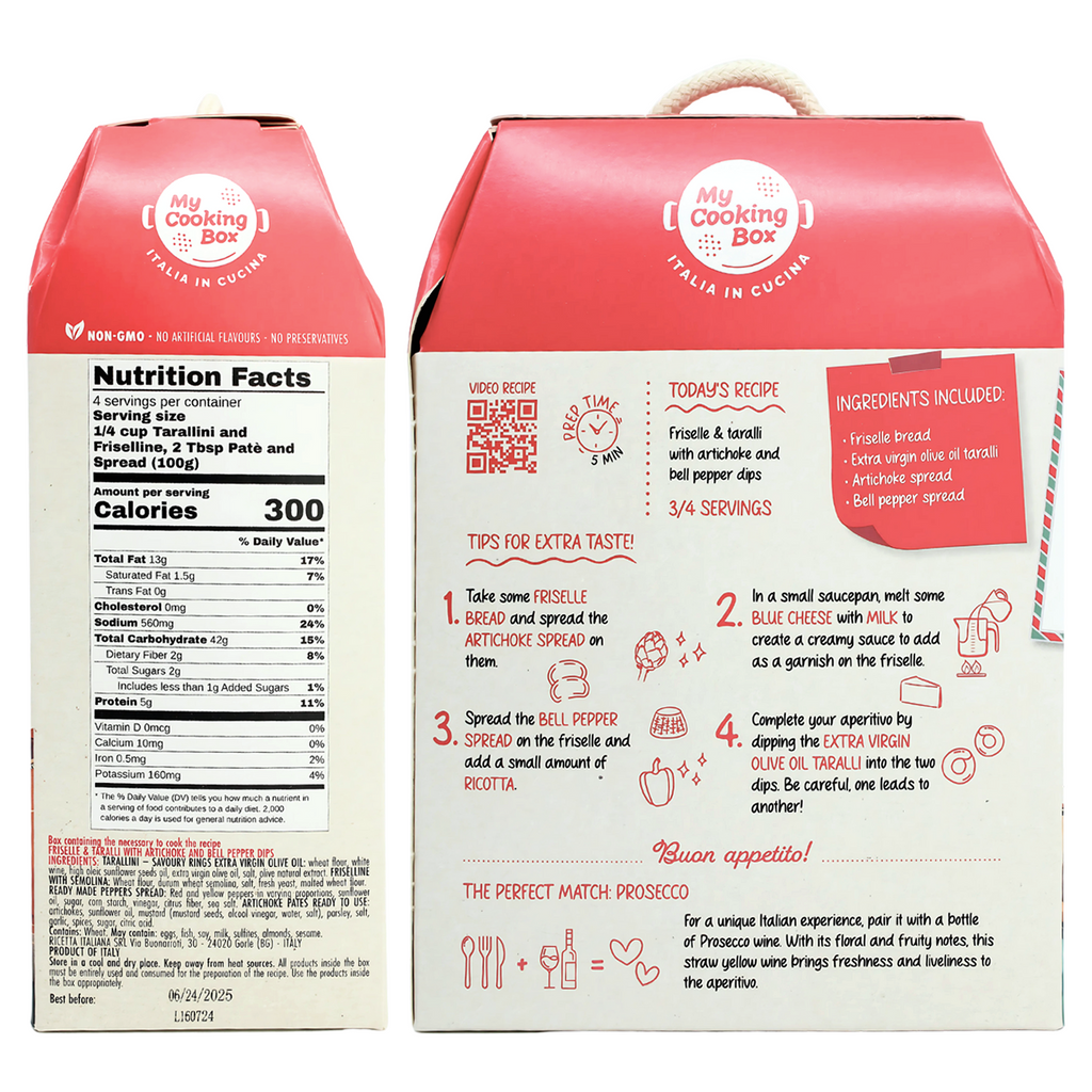 My Cooking Box, Aperitivo Kit Freiselle Taralli with Artichoke and Pepper Dips