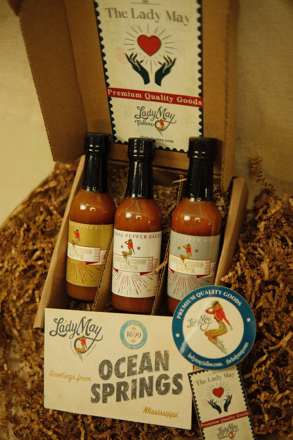 Hot Sauce 3-Pack Gift Set - Original, Habanero & Sweet Heat | Small Batch Restaurant Made | Lady May