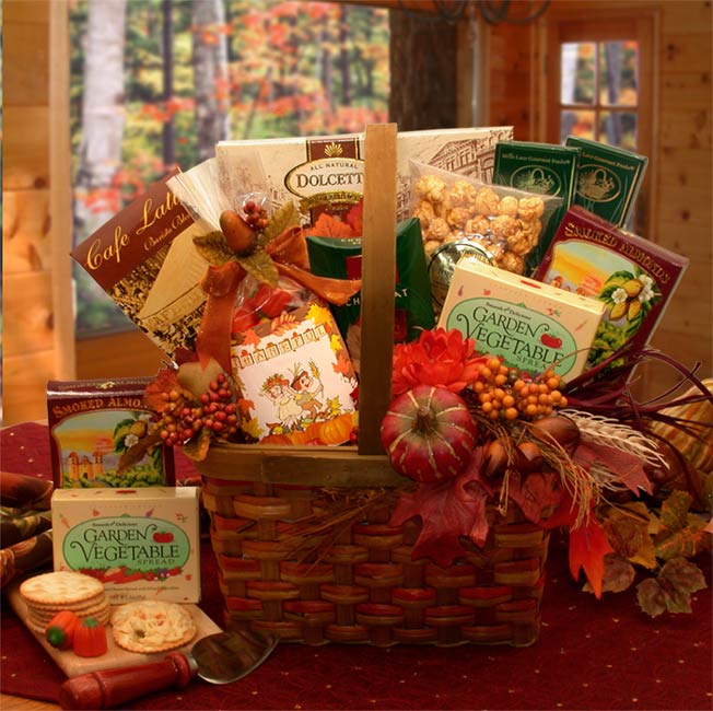 Harvest Blessings Gourmet Fall Gift Basket- Thanksgiving gift basket -