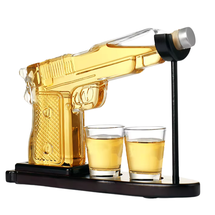 Hittcraft Pistol Decanter Set with Display Stand & Shot Glasses