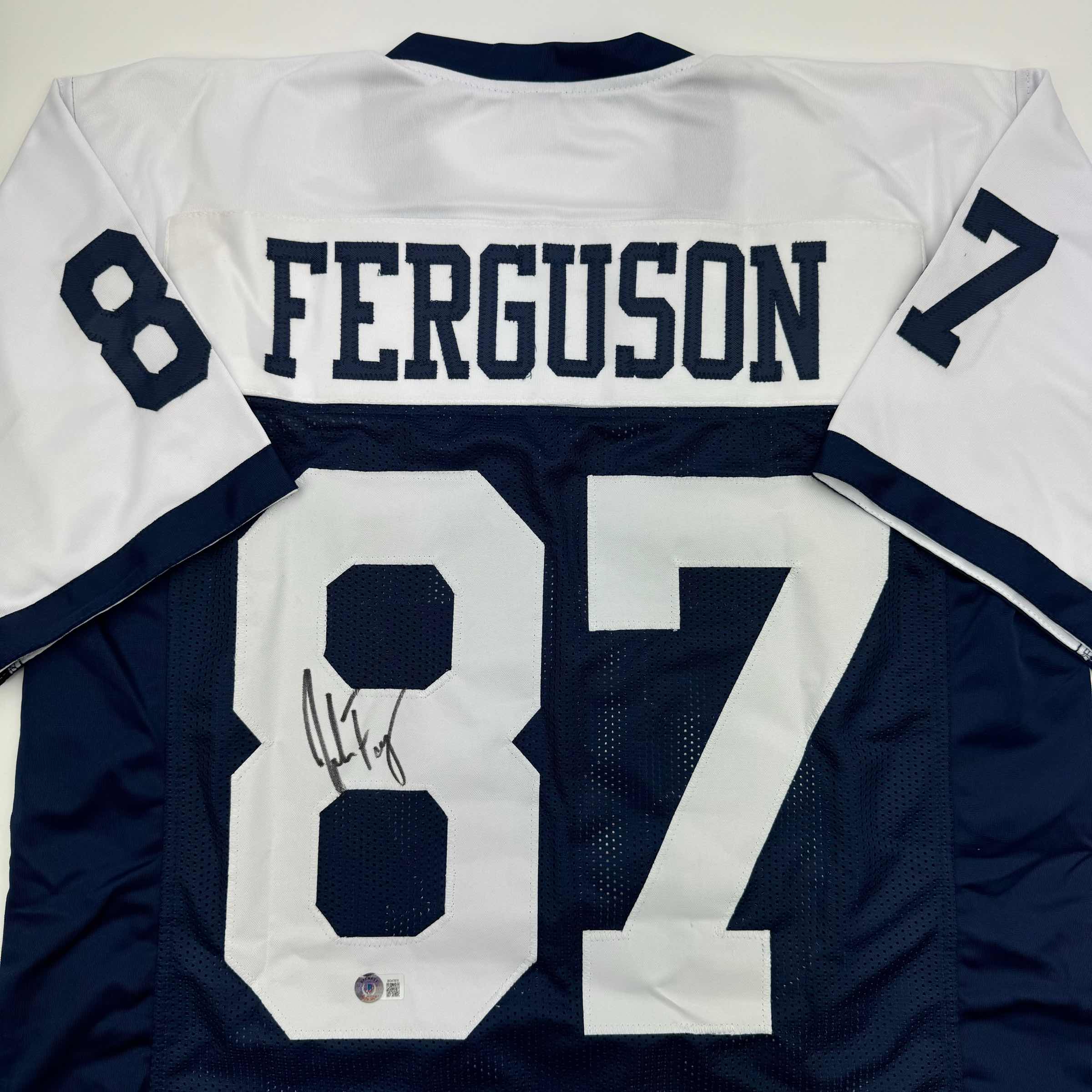 Autographed/Signed Jake Ferguson Dallas Thanksgiving Football Jersey Beckett BAS COA