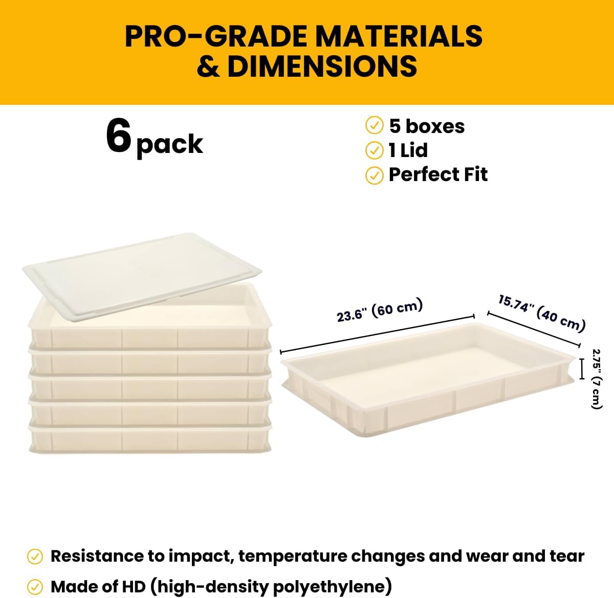 L'Oro Del Sud, 5 Dough Proofing Box Trays with 1 Lid, White, 6 Pack