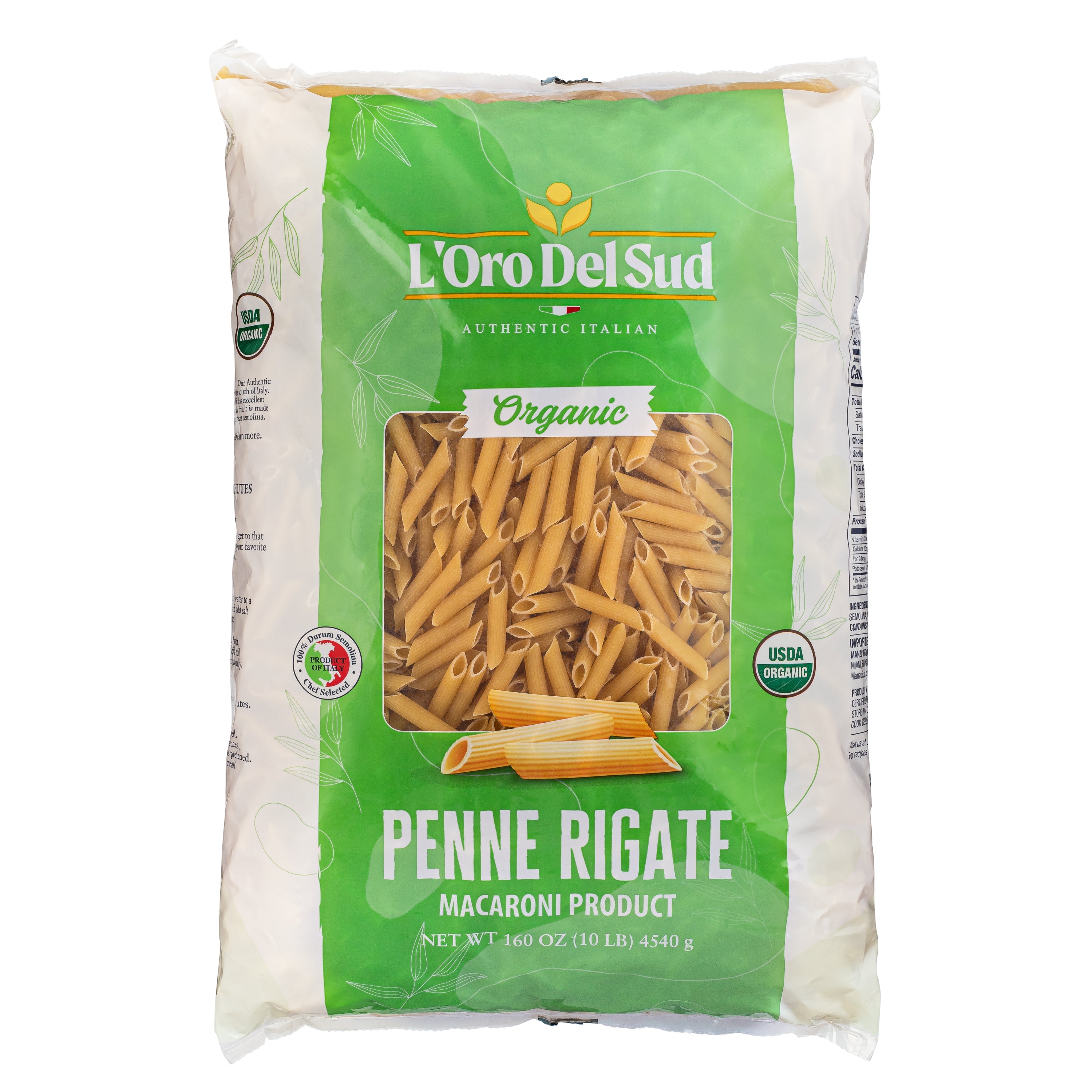 L'Oro Del Sud, Organic Penne Rigate Pasta 2 Pack x 10 lb