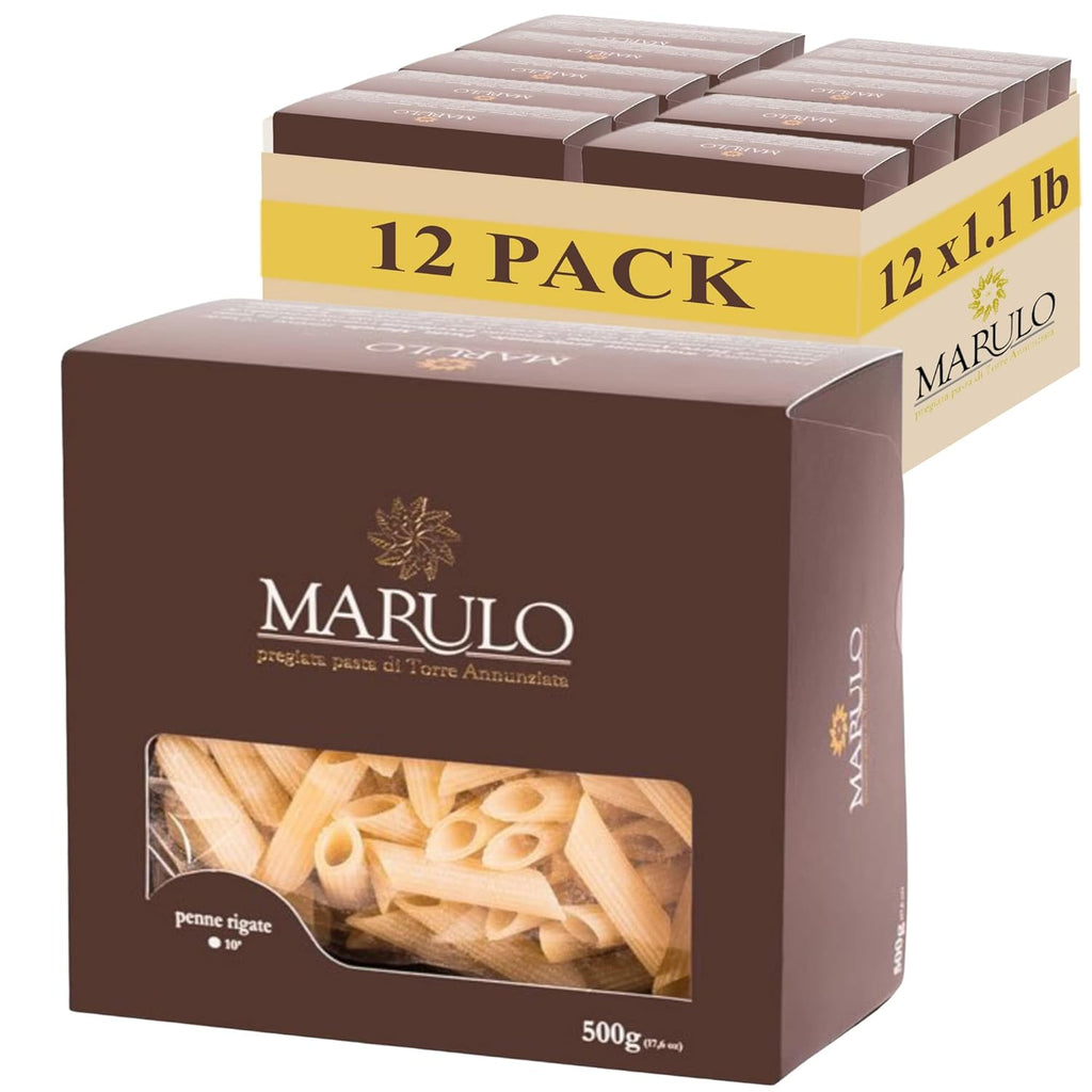 Marulo, Penne Pasta, Artisan Bronze Die-Cut Pasta, 12 Pack x 1.1 lb