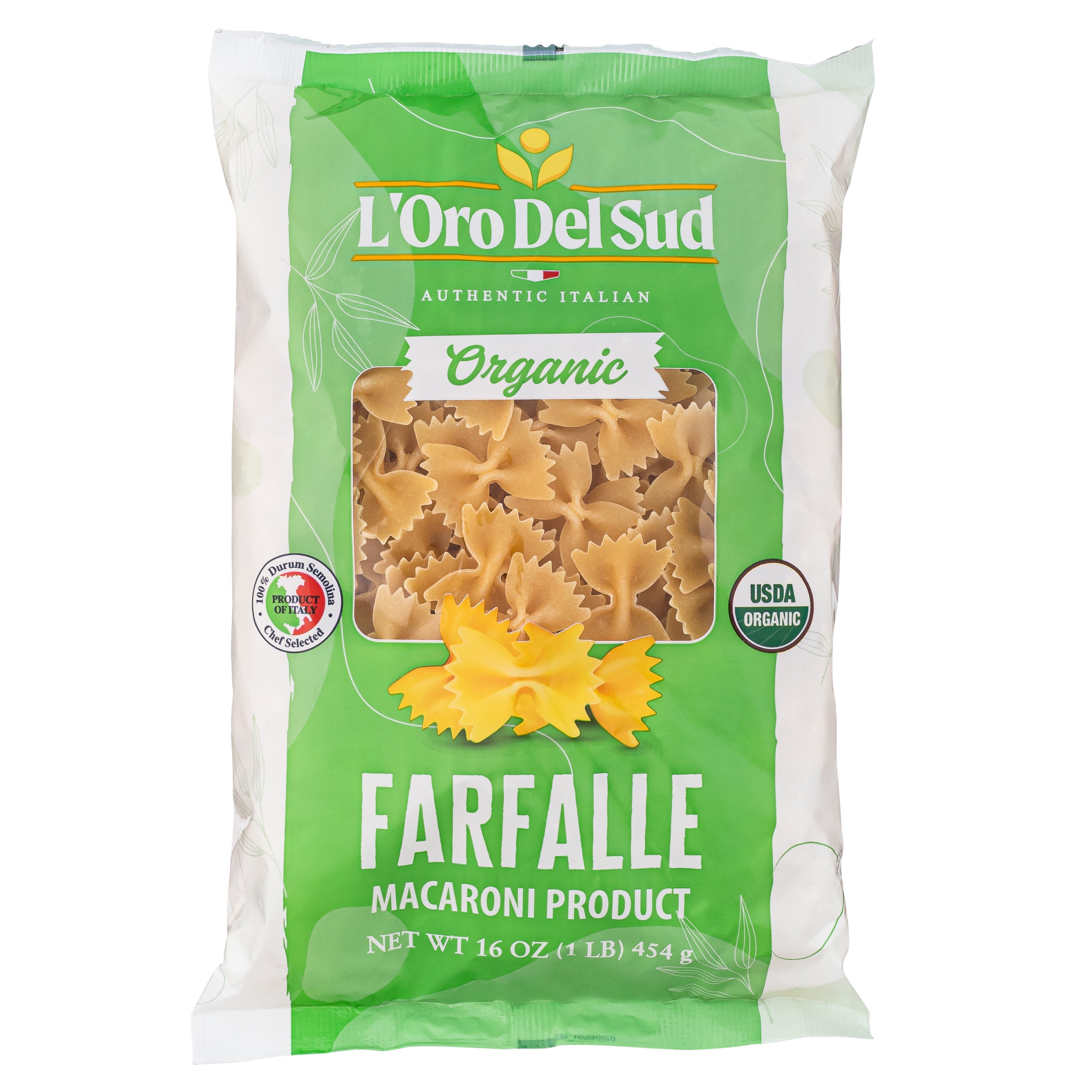 L'Oro Del Sud, Organic Farfalle Pasta, 20 Pack x 1 lb