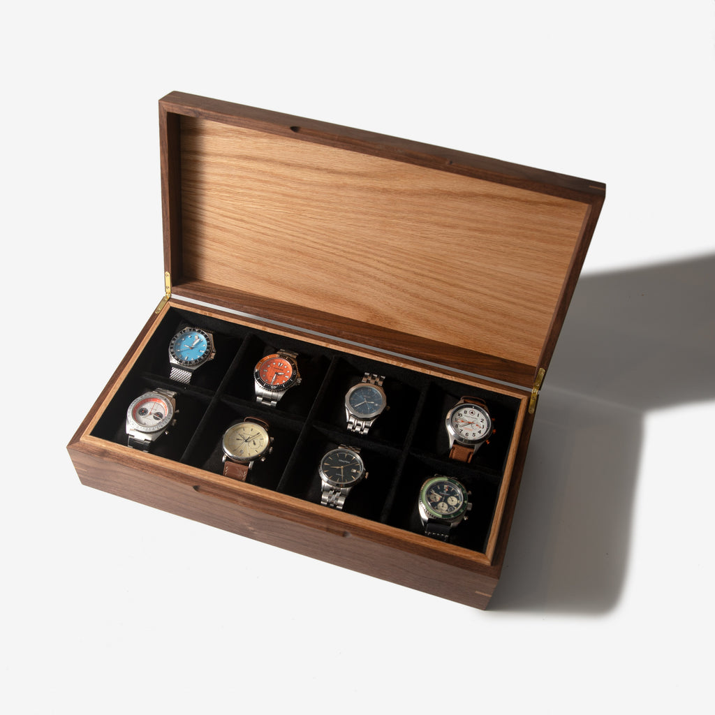 Watch Box - Black Walnut and Oak - 8 Compartments