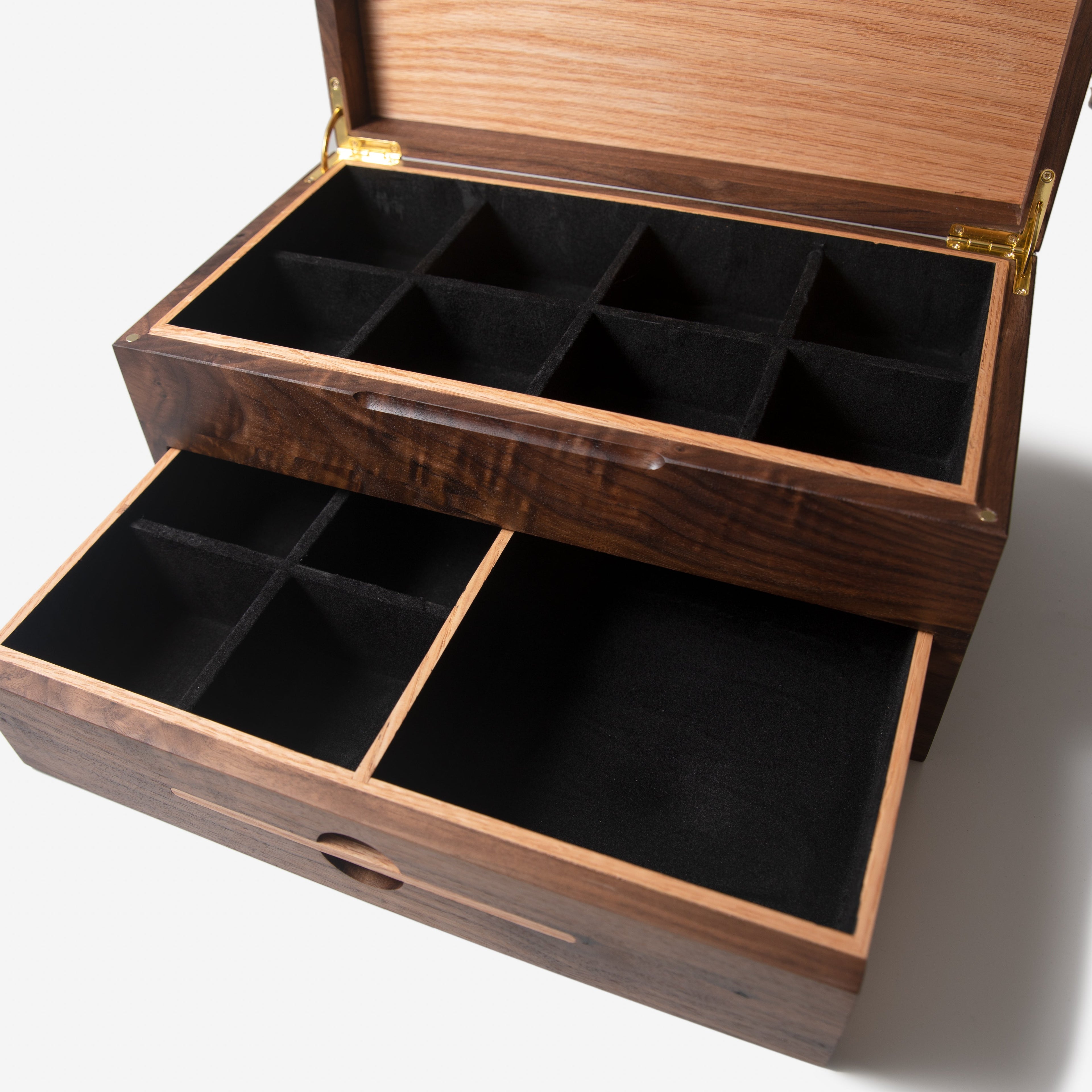 Watch Box with Drawer - Black Walnut and Oak - 12 to 16 Watch Compartments