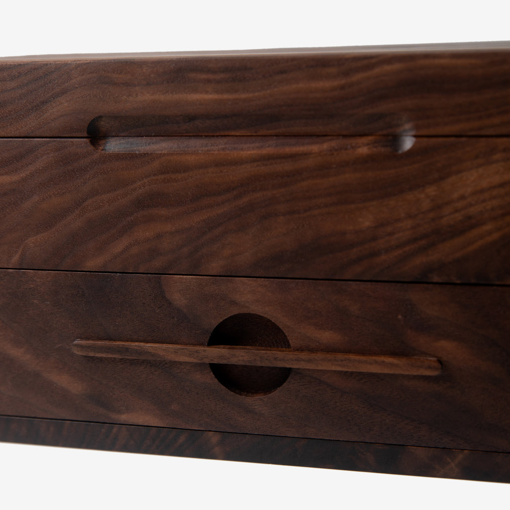 Watch Box with Drawer - Solid Black Walnut - 12 to 16 Watch Compartments