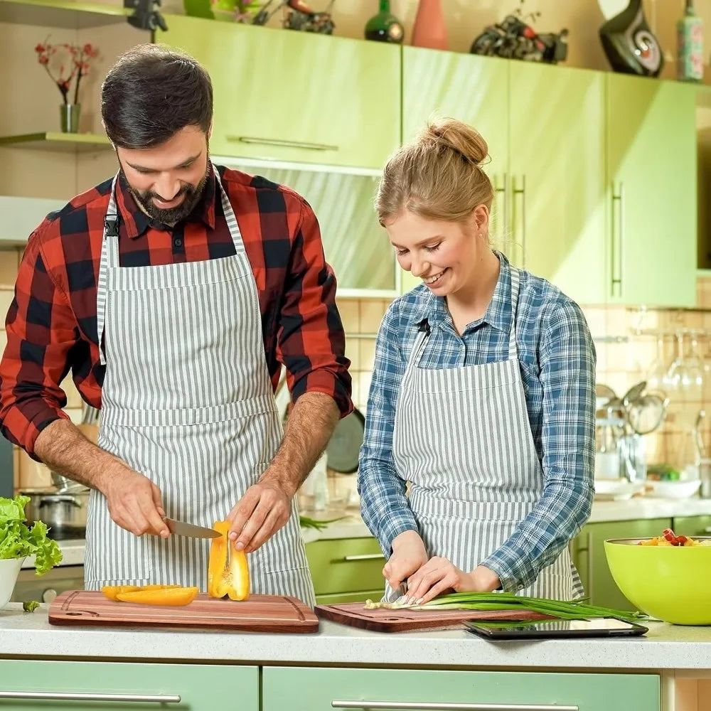 Reversible Gift Set of 6 Acacia Wood Chopping and Serving Tray