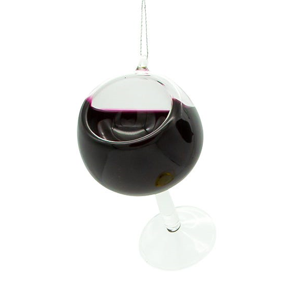 Glass Wine Glass Ornament - Cabernet