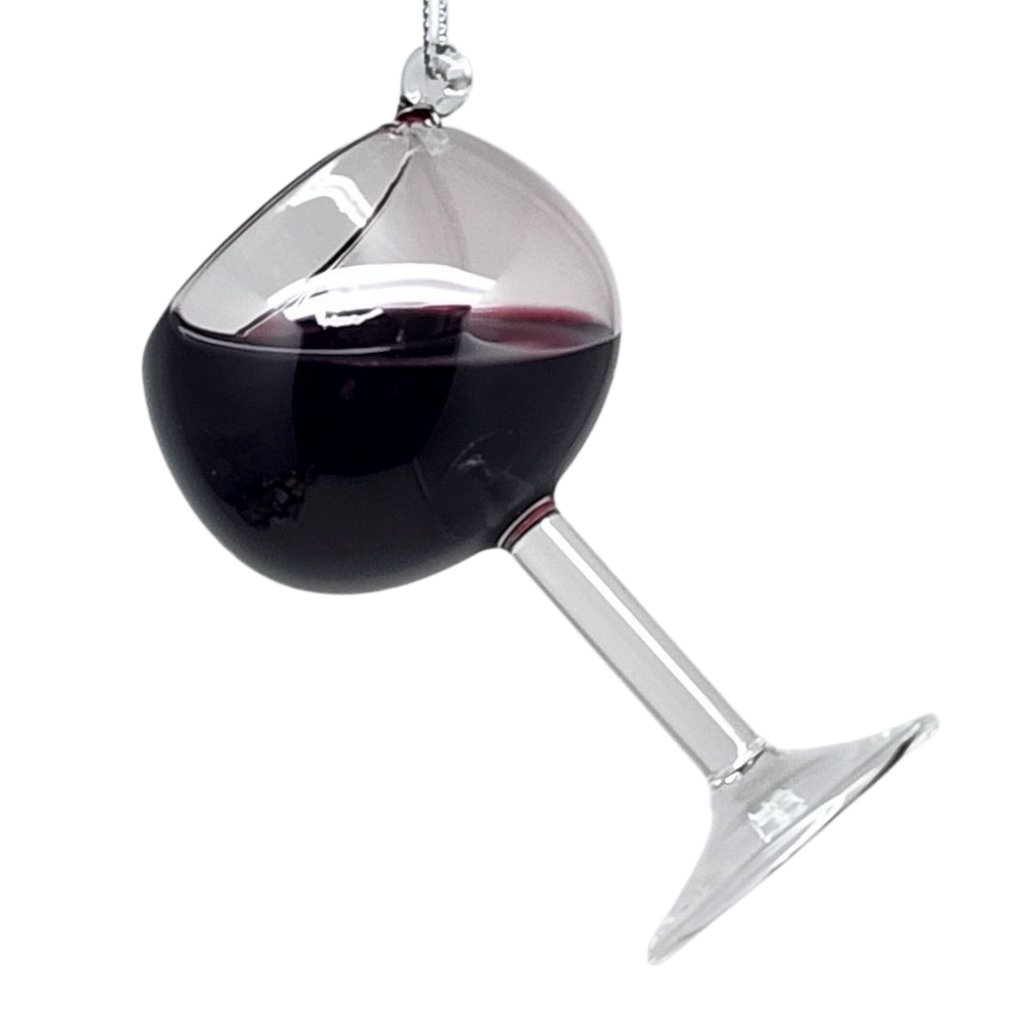 Glass Wine Glass Ornament - Cabernet