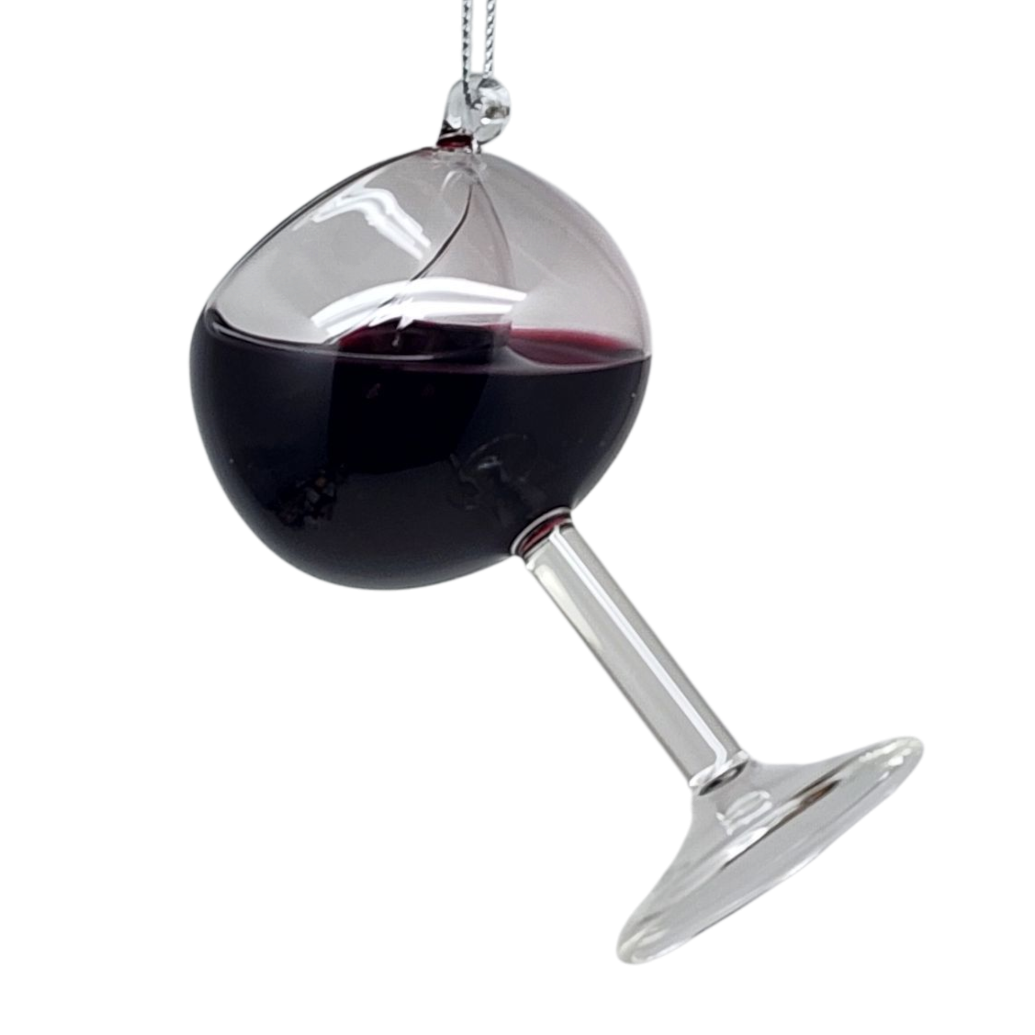 Glass Wine Glass Ornament - Cabernet