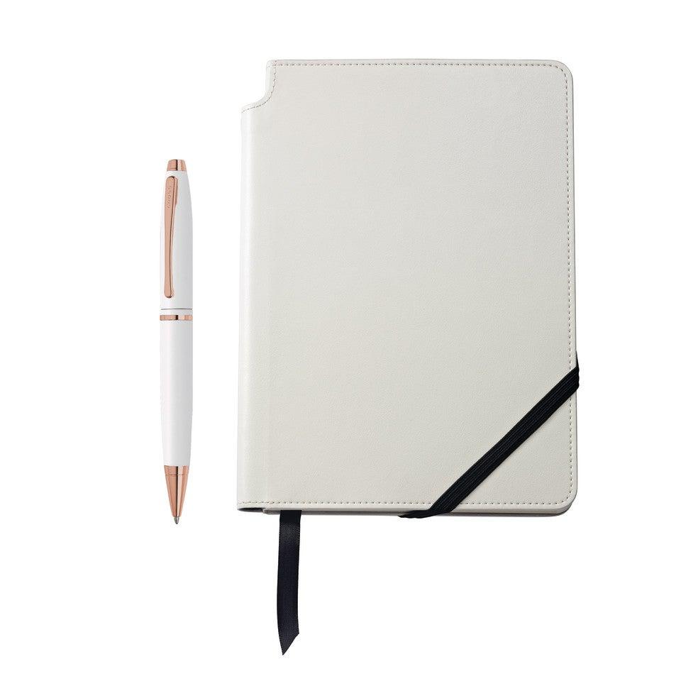 Calais™ Pearlescent White Lacquer Ballpoint and White Journal Gift Set